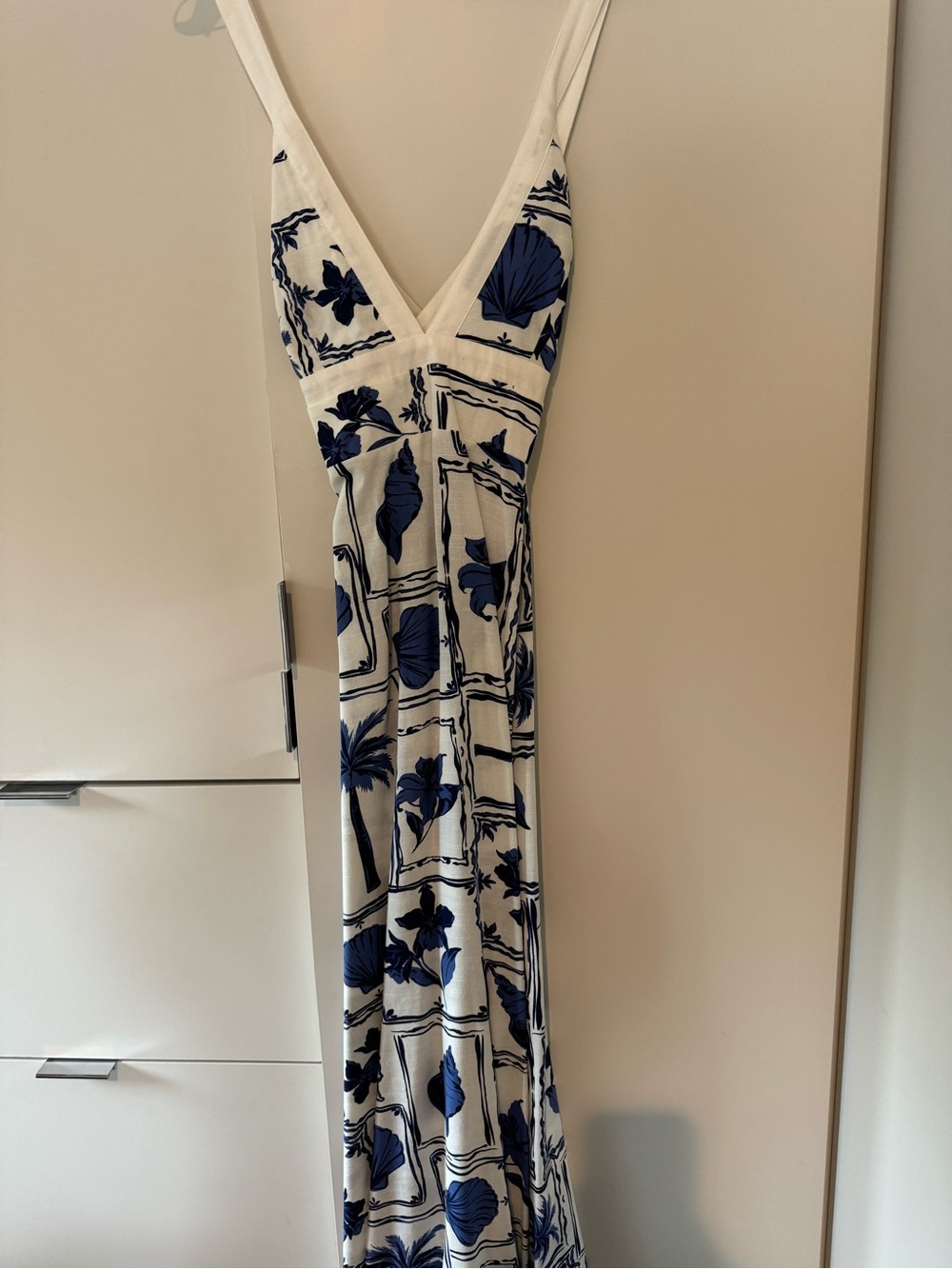MINKPINK White Maxi Dress with Navy Floral Print